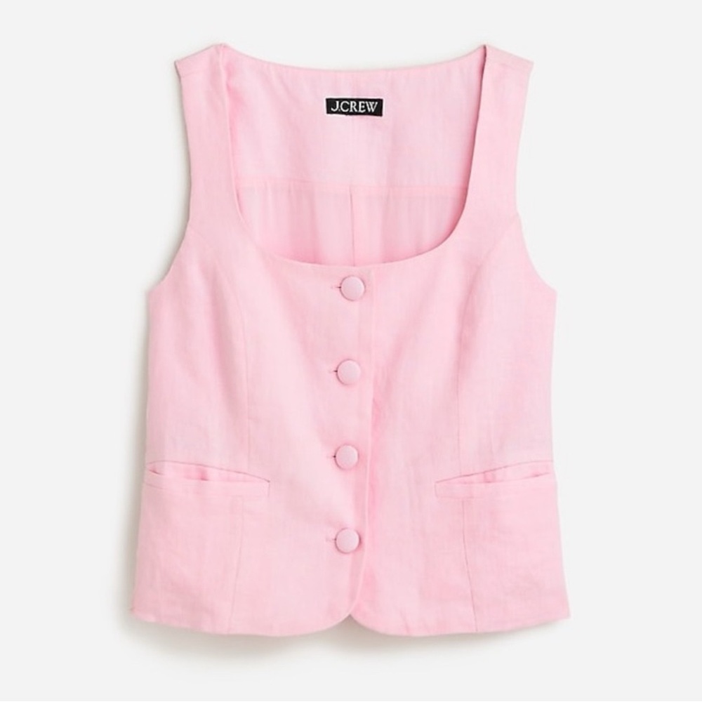 NWT J.Crew Scoop Neck Linen Blend Vest Size 4